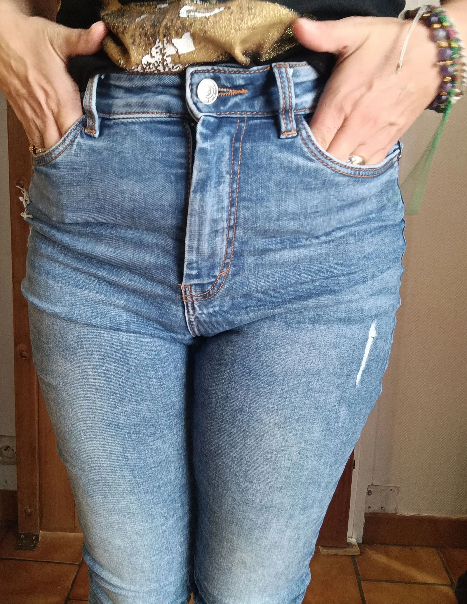 Jeans slim stretch de talle alta Denim - Talla XS – photo 3